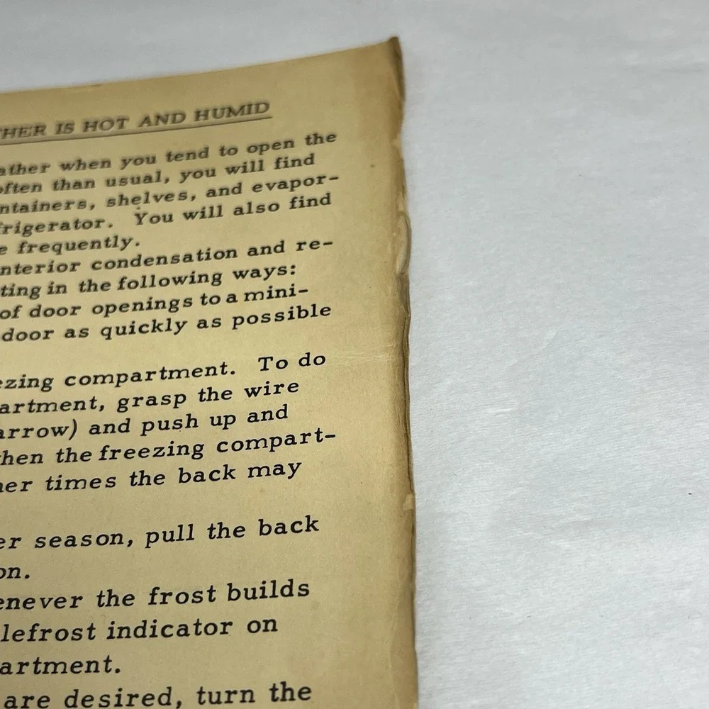 1950 Vintage Refrigerator Instruction Manual Ice Box BPAM #729 10‎ Cu. Ft.